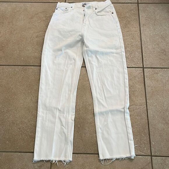 Re/Done 70s Stove Pipe High Rise Straight Ankle Jeans in Vintage White - Picture 2 of 10